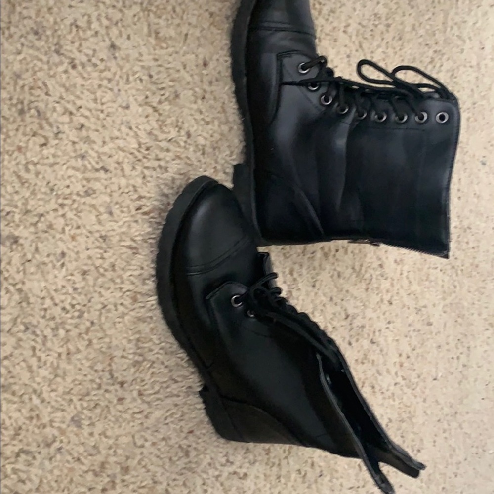 black combat boots